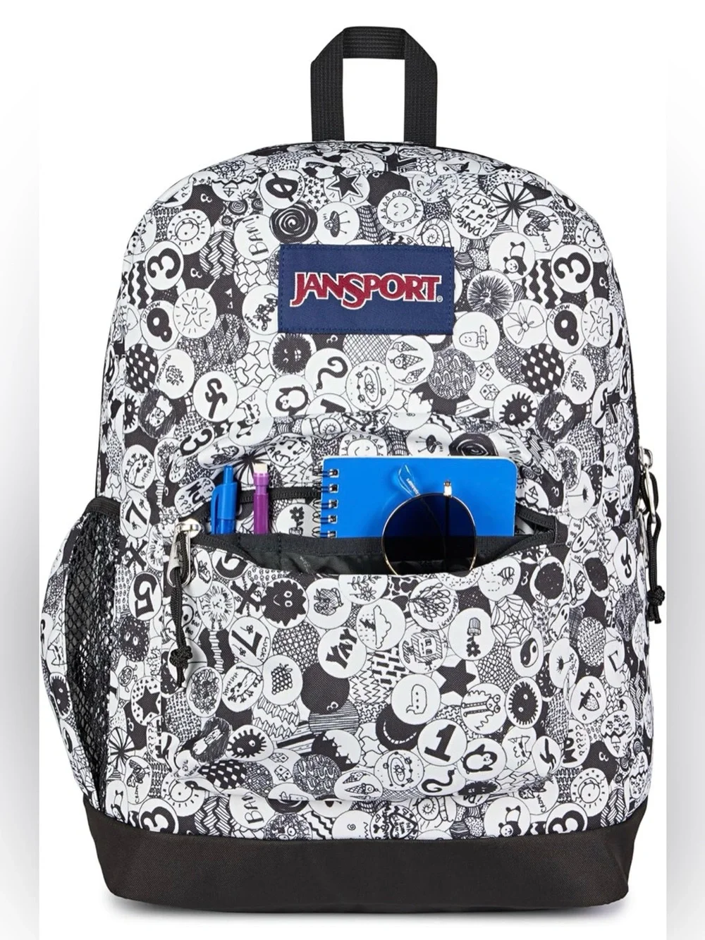 JanSport Cross Town Plus Backpack - 15in laptop sleeve, Doodle Dots
